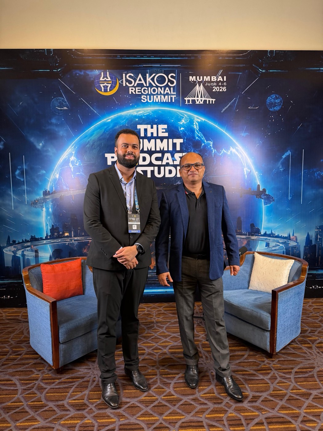 Dr. Tanmay Athawale with a guest at The Summit Podcast Studio